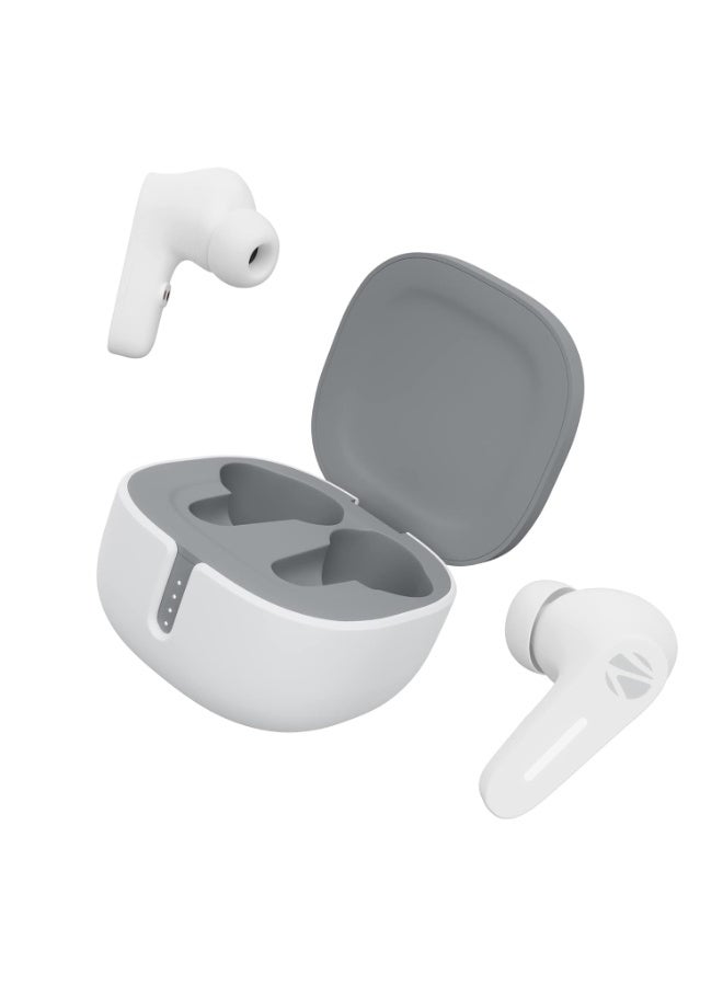 ZEBRONICS Sound Bomb 7 Bluetooth TWS in Ear Earbuds with 60H Playtime, ENC Mic, Rapid Charge, Upto 50ms Gaming Mode, Flash Connect, Voice Assistant, Smooth Touch Control, BT v5.2, Type C (White) - Image 1